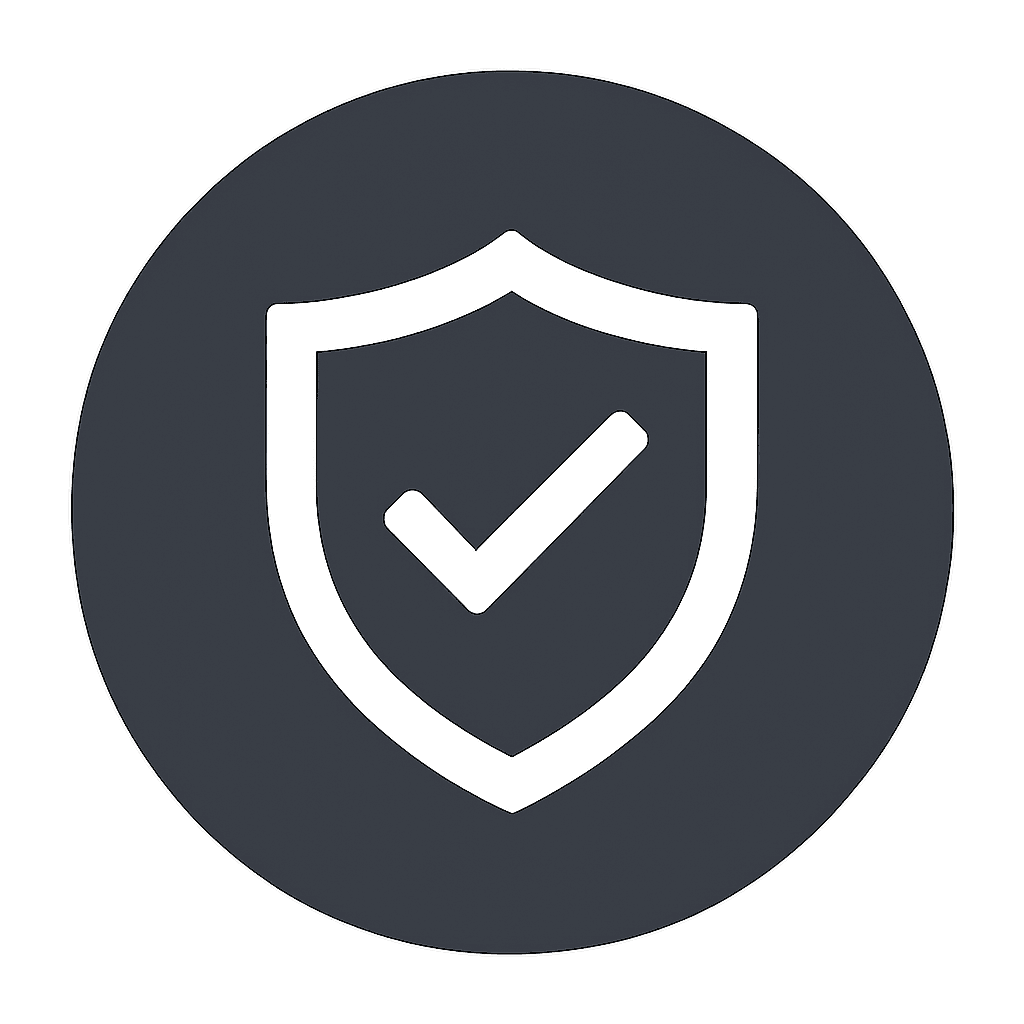 checkmark in a shield icon representing reliability