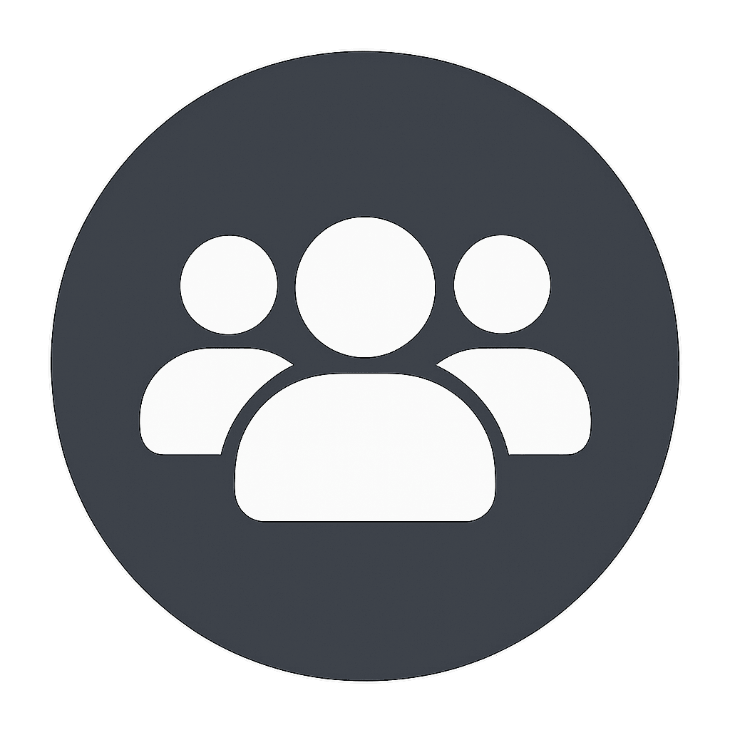 three people icon representing community