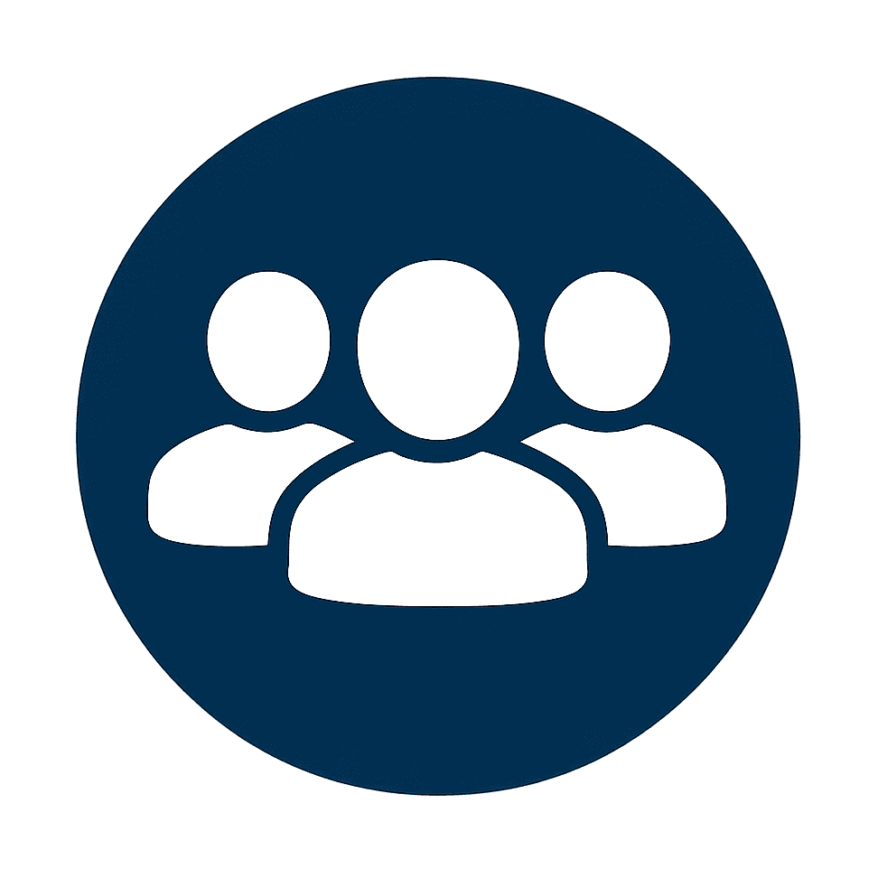 three people icon representing community